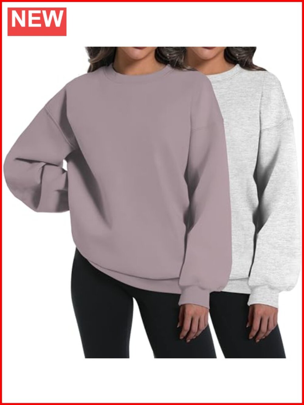 Oversized Crewneck Sweatshirt 2 Pack Cotton Polyester Pullover Long Sleeve